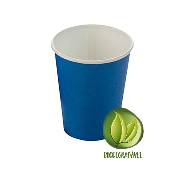 Copo Papel Liso Biodegradável 270 ml  - 10 un - Azul - Silver Festas - Rizzo Confeitaria