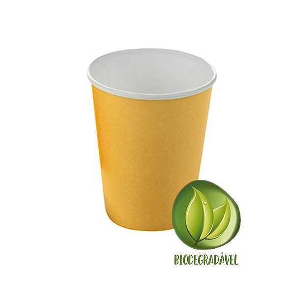 Copo Papel Liso Biodegradável 270 ml  - 10 un - Dourado sem Brilho - Silver Festas - Rizzo Confeitaria