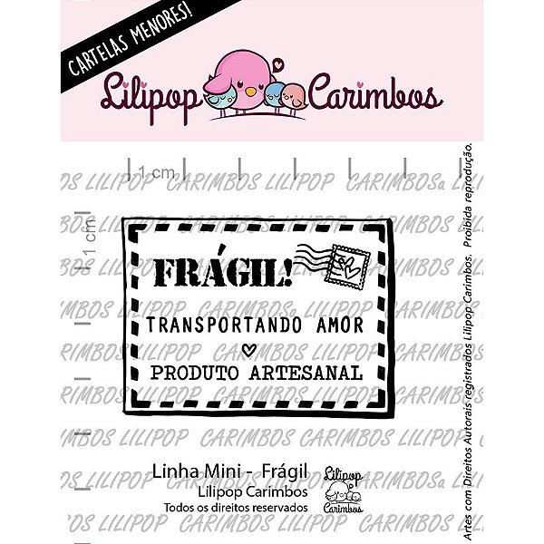Carimbo Mini Fragil - Cod - 01 Unidade - Lilipop Carimbos - Rizzo