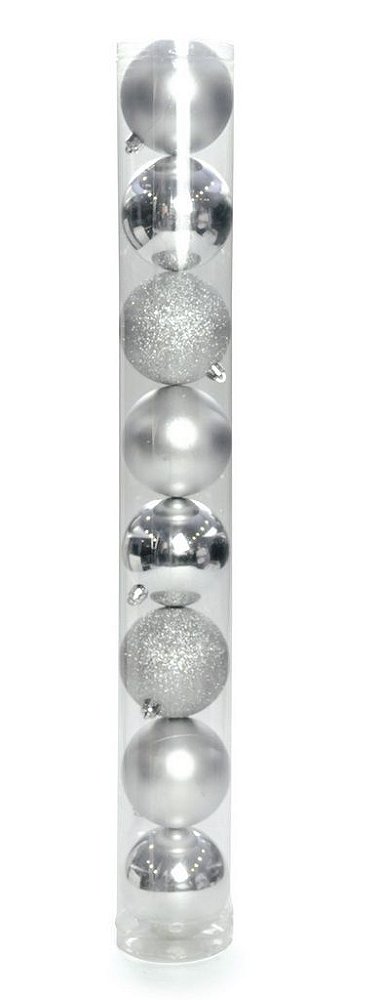 Bolas Em Tubo Prata 6cm - 08 Unidades - Cromus Natal