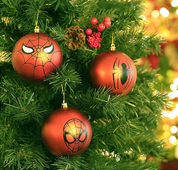 Kit Bolas Homem Aranha 10cm - 04 unidades Natal Disney - Cromus - Rizzo