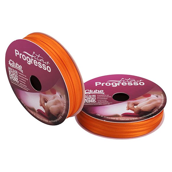 Fita Voal com Cetim Progresso 7mm nº1 - 10m Cor 066 Laranja - 01 unidade