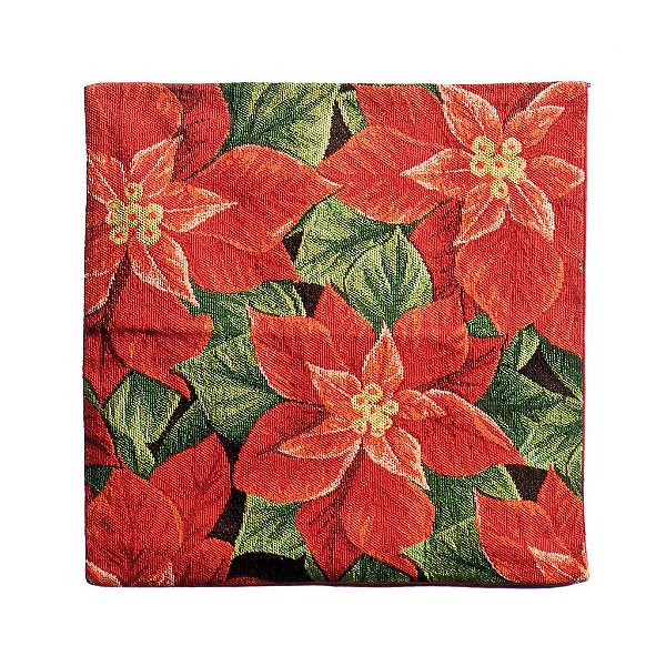 Capa para Almofada Poinsettia 45cm - 01 unidade - Cromus Natal - Rizzo Confeitaria
