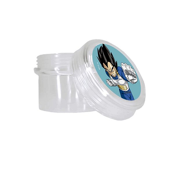 Potinho Acrílico Redondo Tampa Rosqueável Festa Dragon Ball Super 80ml - 4,8cm x 5cm - 20 unidades - Rizzo