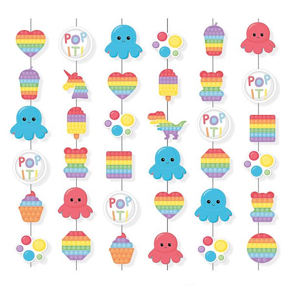 Cortina Decorativa Festa Fidget Toys - 6 unidades - Cromus - Rizzo