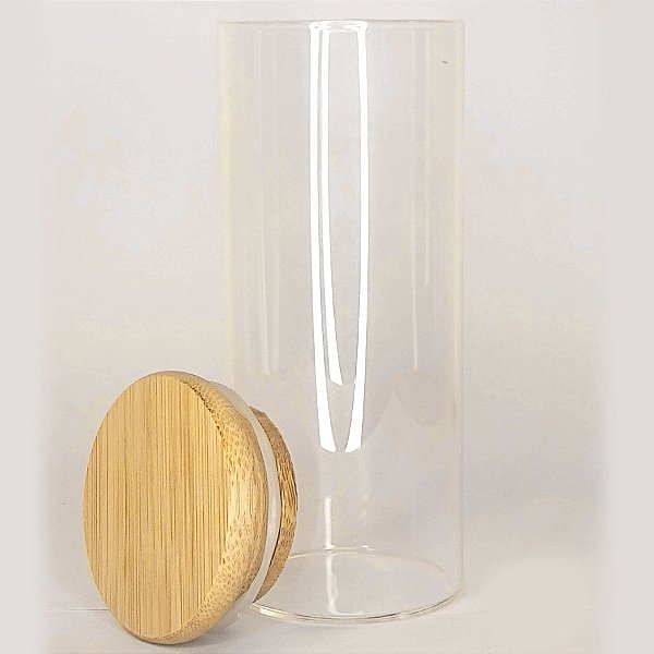 Pote de Vidro Hermético com Tampa de Bambu 12x5cm - Yoss - Rizzo