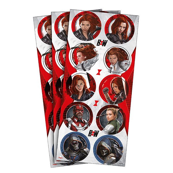 Adesivo Redondo Decorativo Festa Viúva Negra - 30 unidades - Regina - Rizzo