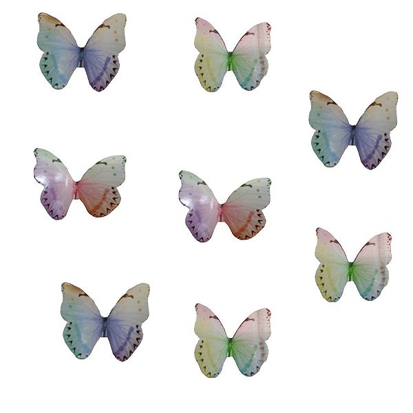 Bolo Em Tons De Rosa Azul E Roxo Separados Por Natas-borboletas
