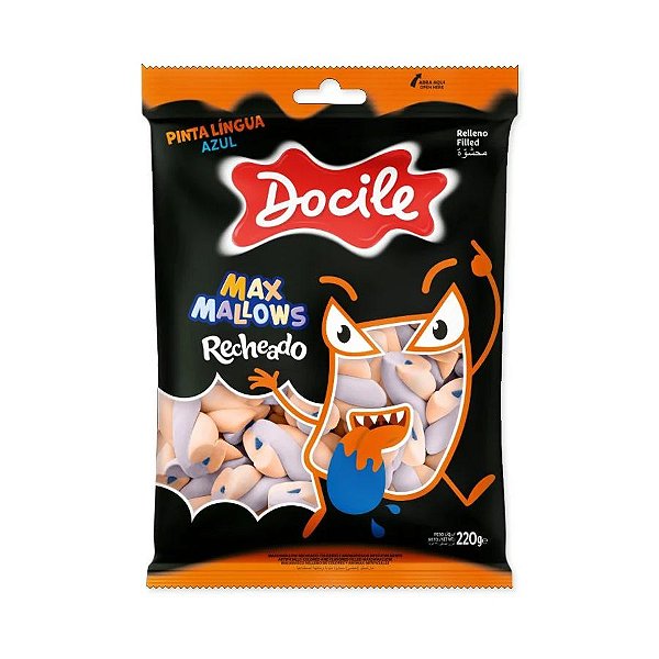 Marshmallow Maxmallows Recheado Pinta Língua - 220g - 1 Un - Docile - Rizzo