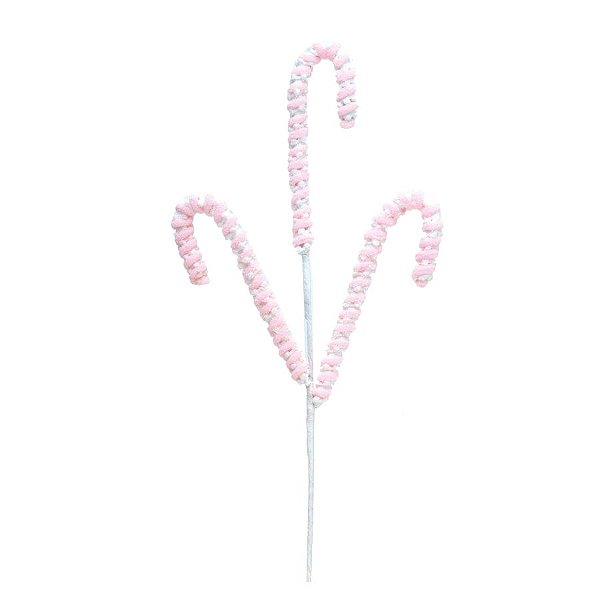 Pick Decorativo - 3 Canes Bengalinha Pelúcia Trend Rainbow - Rose Candy - 01 unidade - Cromus Natal - Rizzo