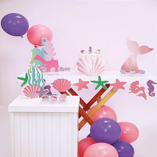 Kit Festa Fácil Festa Sereia Pequena - 44pçs - 01 Unidade - Cromus - Rizzo
