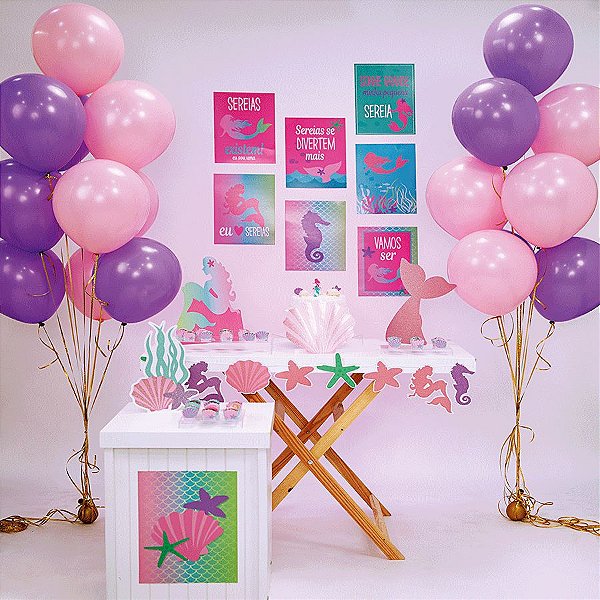 Kit Festa Fácil Festa Sereia Grande - 62pçs - 01 Unidade - Cromus - Rizzo