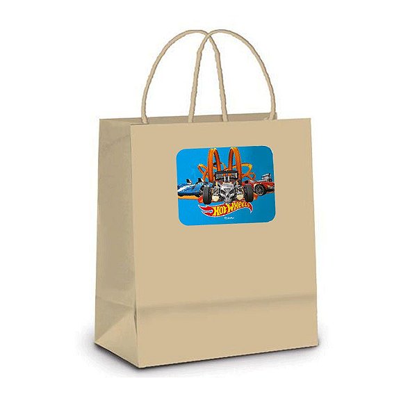 Sacola de Papel Kraft P Festa Hot Wheels - 10 unidades - Rizzo