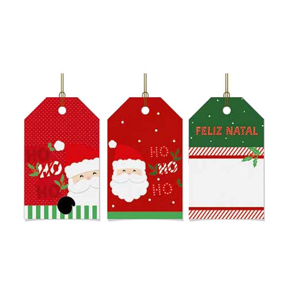 Tag Decorativa com Furo - HO HO HO - 5x8cm - 12 unidades - Rizzo