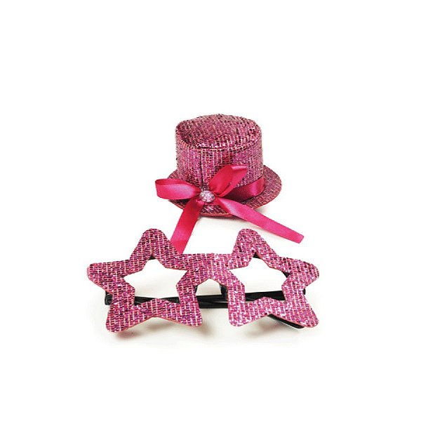 Kit Fantasia Acessórios Estrela Pink Festa Carnaval 02pçs 01 Unidade Cromus