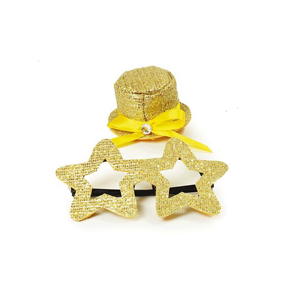 Kit Fantasia Acessórios Estrela Amarelo Festa Carnaval 02pçs 01 Unidade Cromus