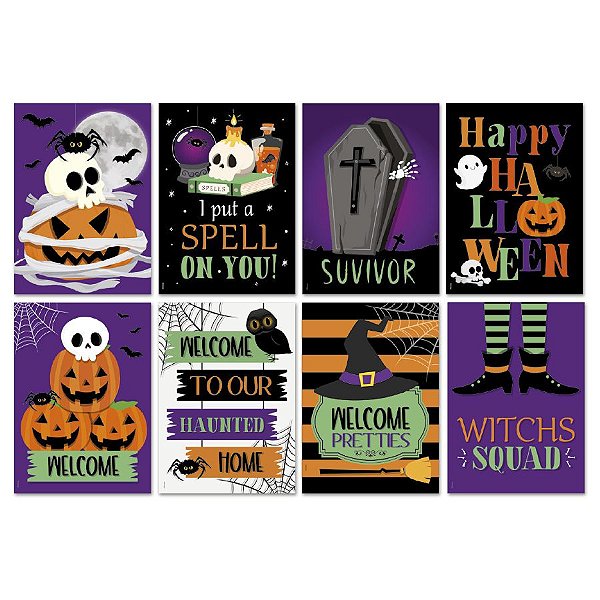 Cartaz Decorativo - Happy Halloween -25x35cm - 08 unidades - Cromus - Rizzo
