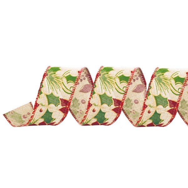 Fita Decorativa Natal Azevinho 3,8cmx9,14 - 1 Unidade - Cromus - Rizzo