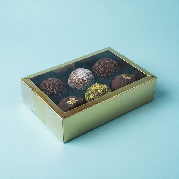 Caixa Base Brigadeiro - Dourado - N1 (9cm x12cm x4cm) - 5 unidades - Assk - Rizzo