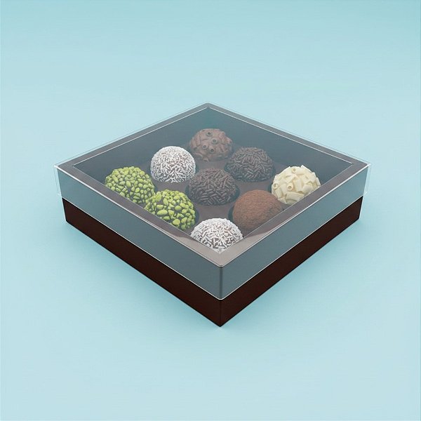 Caixa Base Brigadeiro - Marrom - N2 (13cm x13cm x3,5cm) - 5 unidades - Assk - Rizzo