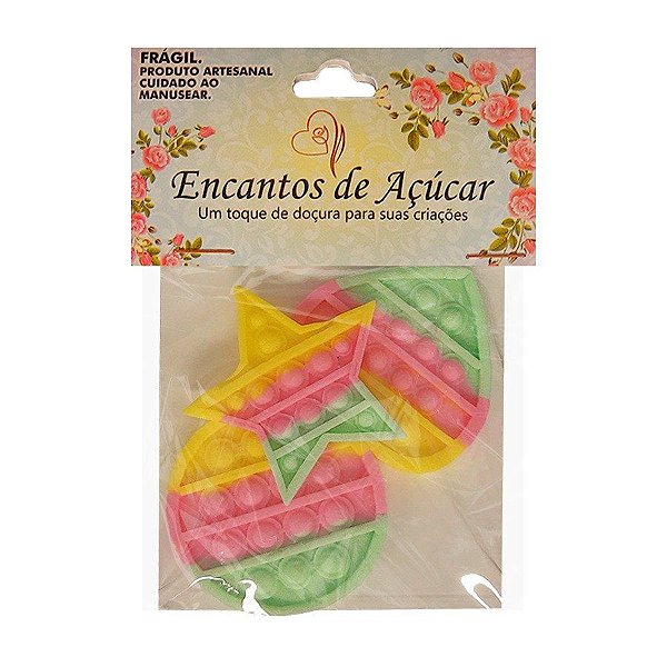 Confeito Pop It - Verde Rosa Amarelo - 25g - 3 UN - Rizzo