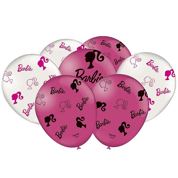 Balão Especial Festa Barbie Branco/Rosa 9" - 25 Unidades - Festcolor