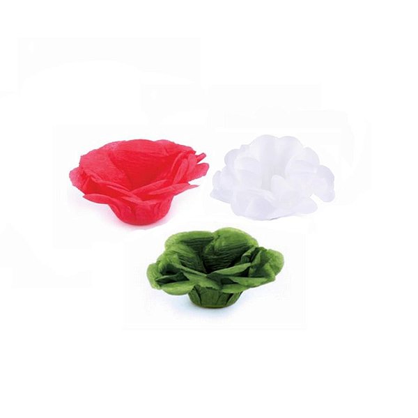 Forminha Flor - Natal - Verde Vermelho Branco - 50 UN - MaxiFormas - Rizzo