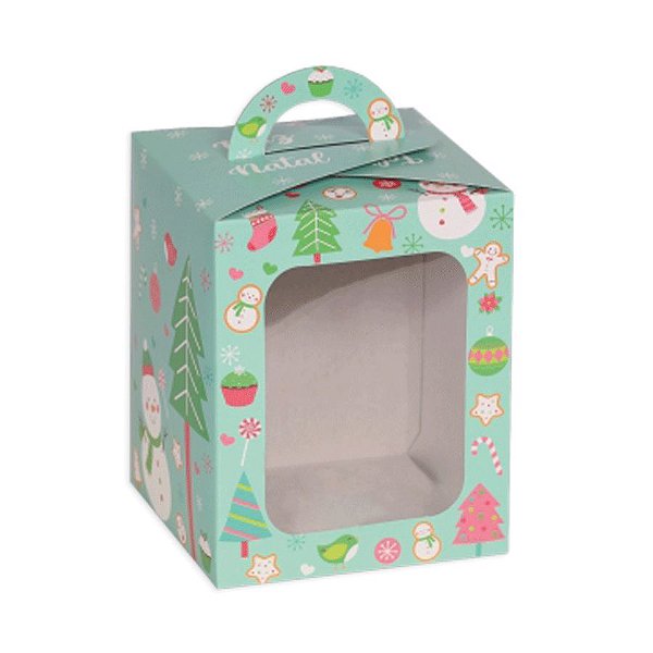 Caixa Panetone com Visor Boneco de Neve Candy 10 Unidades Decora Doces Rizzo