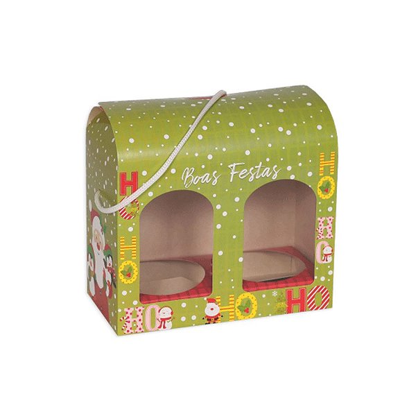 Caixa Lancheira 2 Cavidades 100g Noel Ho Ho Ho 05 Unidades Decora Doces Rizzo