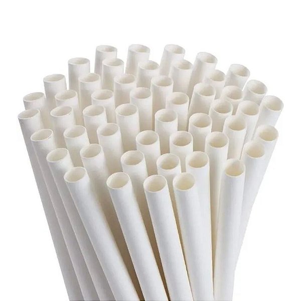 Canudo de Papel Biodegradável Embalado Individualmente - Branco - 22cm - 100 UN - ArtLille - Rizzo