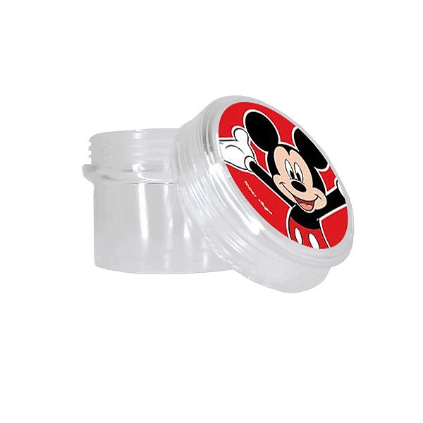 Potinho Acrílico Redondo Tampa Rosqueável Festa Mickey Mouse - 80ml - 4,8cm x 5cm - 20 unidades - Rizzo