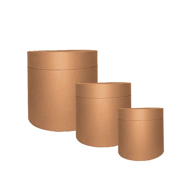 Caixa Redonda Cartonada para Box de Luxo Kraft - 01 Unidade - Rizzo Confeitaria