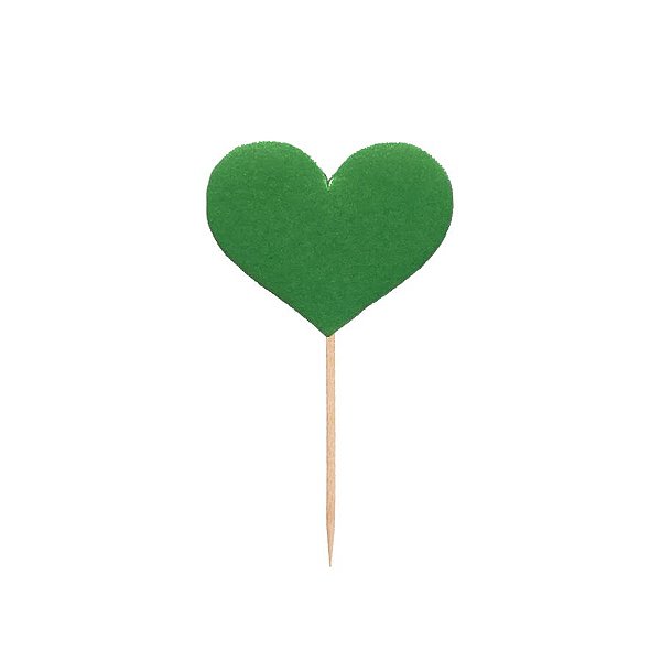 Pick Decorativo - Coração Verde - 4x5,5cm - 12 UN - Ref 8718 - Rizzo