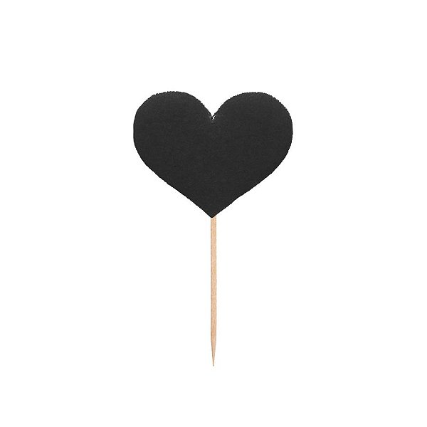 Pick Decorativo - Coração Preto - 4x5,5cm - 12 UN - Ref 8770 - Rizzo