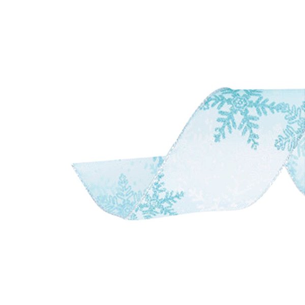 Fita Decorativa Natal Flocos de Neve Azul 6,3cmx9,14m - 1 Unidade - Cromus - Rizzo