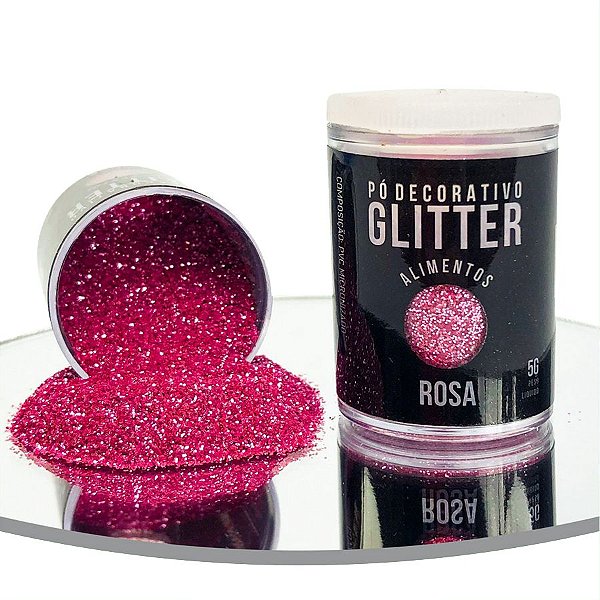 Pó Decorativo Glitter Rosa Para Alimentos 5g - 01 Unidade - Sonho Fino - Rizzo