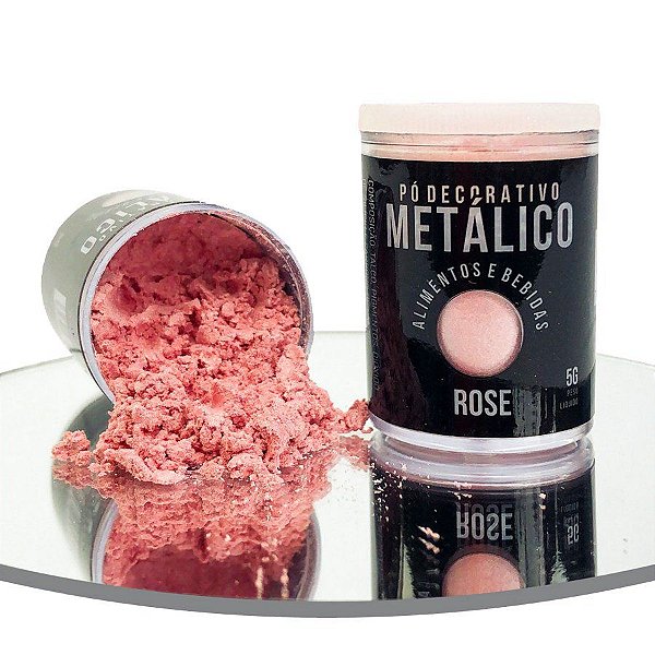 Pó Decorativo Glitter Metálico Rose Para Alimentos 5g - 01 Unidade - Sonho Fino - Rizzo