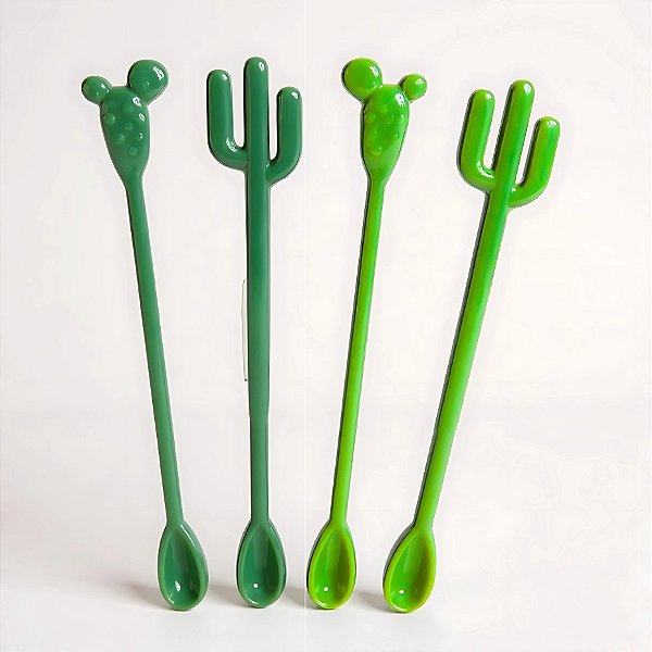 Mexedor Drink - Cacto - Verde Escuro e Verde Claro - 4un - Rizzo