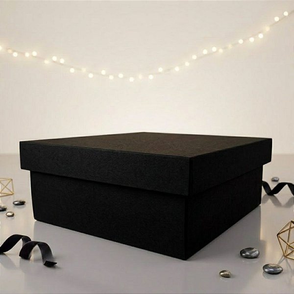 Caixa Quadrada - Preto - C/ Tampa - 19,5x8,5cm - 01 UN - Artlillie - Rizzo