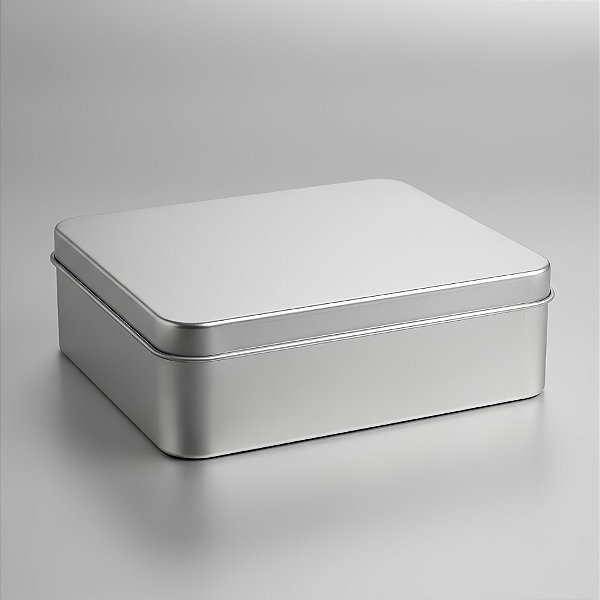 Lata Retangular - Prata - Com Tampa - 12x09x3,5cm - 06 UN - Rizzo