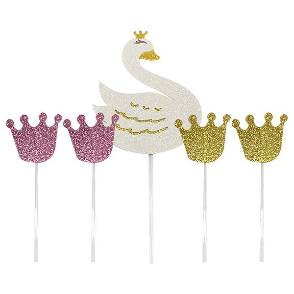 Topo de Bolo - Cisne & Coroas - 1UN - Ref 2208 - Vivarte - Rizzo