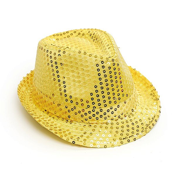 Fantasia Carnaval - Chapéu - Amarelo - Com LED - 01 UN - Cromus