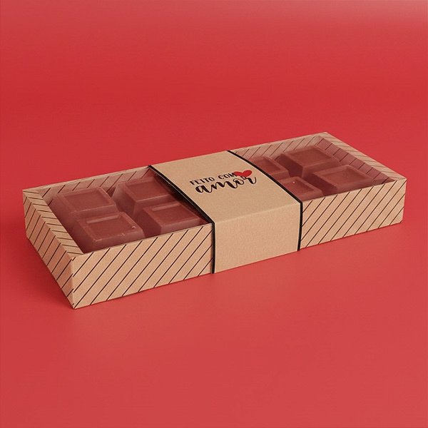 Caixa Tablete 1kg - Feito com Amor - 27,4x11x3,8cm - 10 Unidades - Cromus - Rizzo