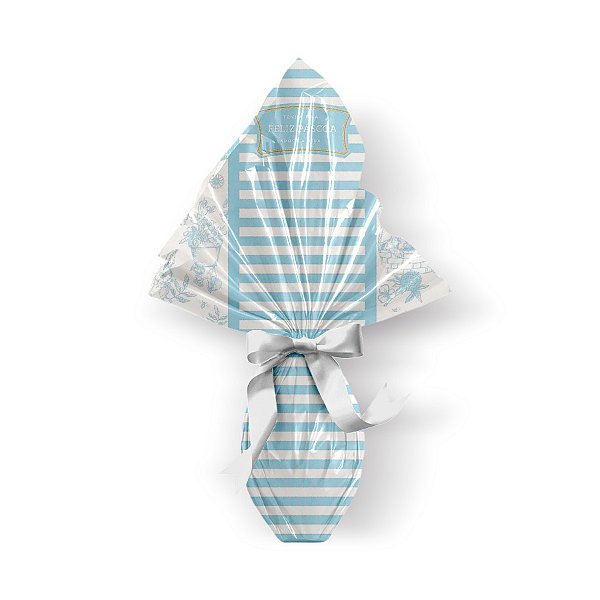 Saco Express 44x44cm para Ovos de 500g a 750g - Clássico Francês Azul - 05 unidades - Cromus Páscoa - Rizzo Embalagens