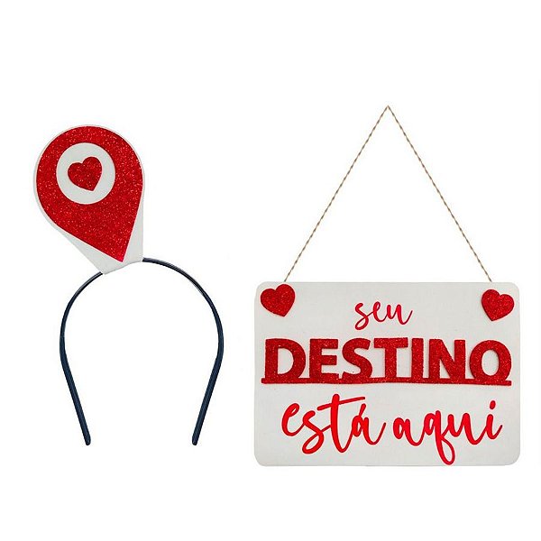 Kit Carnaval - O Seu Destino Está Aqui - Tiara & Plaquinha - 02PÇs - 01 UN - Rizzo