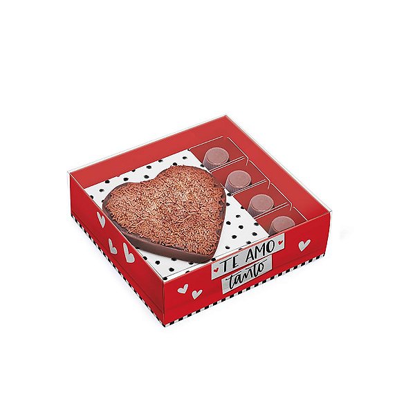 Caixa Meio Ovo Coração com Docinhos 250g - Tanto Amor - 06 Unidades - Cromus - Rizzo