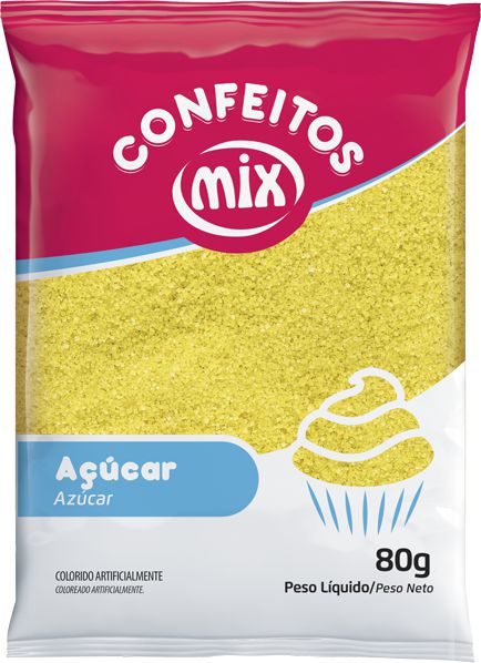 Açúcar Cristal Amarelo 80g - 01 unidade - Mix - Rizzo Confeitaria