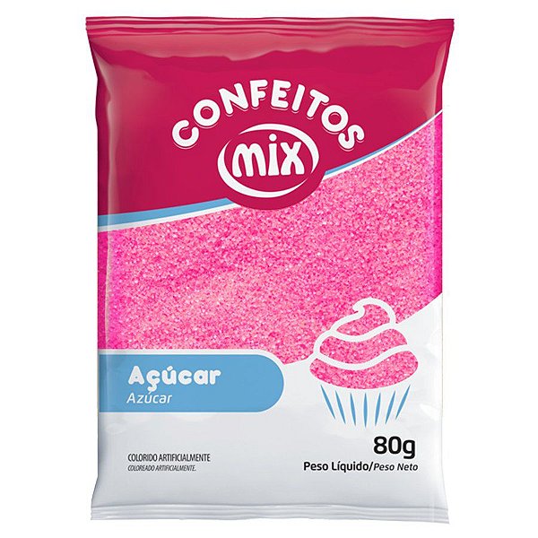 Açúcar Cristal Rosa 80g - 01 unidade - Mix - Rizzo Confeitaria