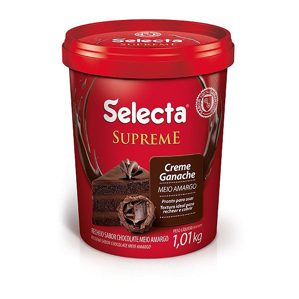 Creme Ganache de Chocolate Meio Amargo - 1,01kg - 01 unidade - Selecta Supreme - Rizzo Confeitaria