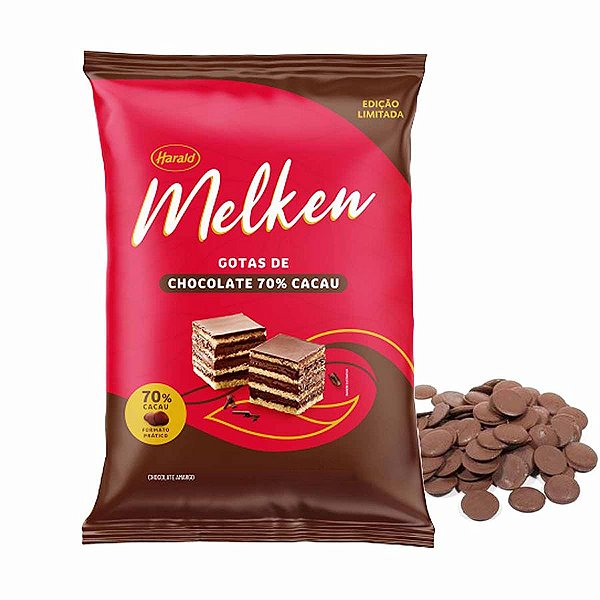 Chocolate em Gotas 70% Cacau - Chocolate Amargo - Melken - 1,01kg - Harald - Rizzo